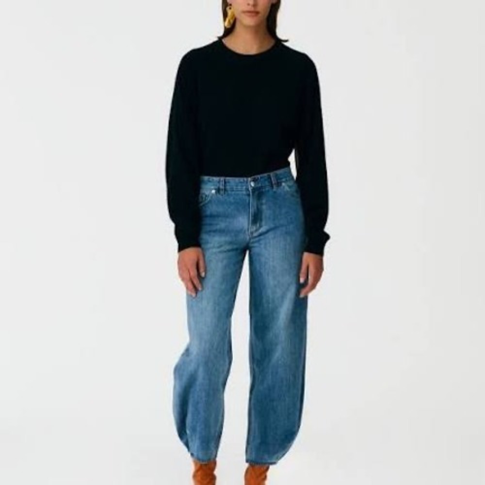 Tibi brancusi Jeans Blue Denim High Waisted Barrel Leg Pants Size 26 T000DW3304